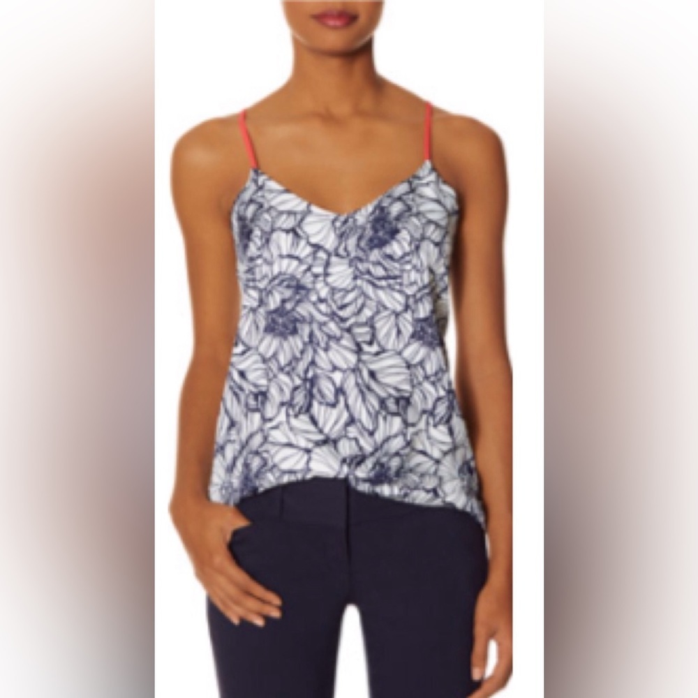 The Limited Floral Camisole Top High Low Blue White Large